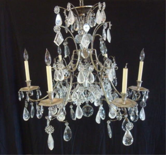 Appraisal: Silver Gilt Chandelier with Rock Crystals Dimensions diameter x Estimate