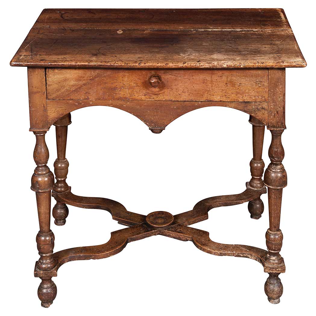 Appraisal: Charles II Walnut Table Late th century The two-plank rectangular