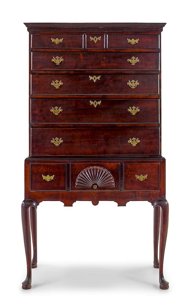 Appraisal: A Queen Anne Style Mahogany Highboy A Queen Anne Style