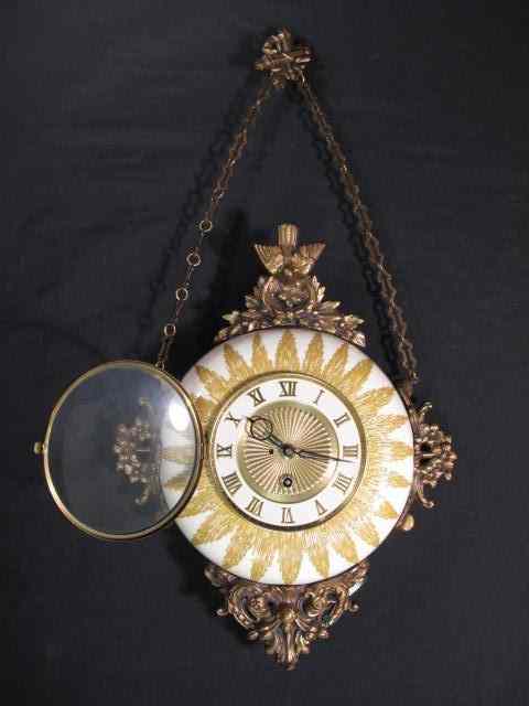 Appraisal: th century antique style hanging clock White porcelain with gilt