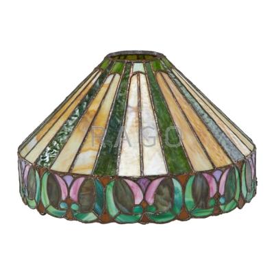 Appraisal: LEADED GLASS LAMP SHADE Paneled top with floral border th