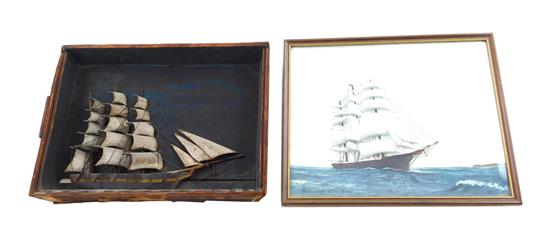 Appraisal: Two ship dioramas one with ship identified as Sovereign of