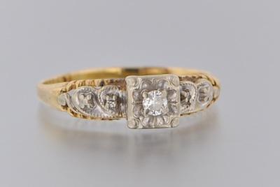 Appraisal: A Ladies' Vintage Two Tone Diamond Ring k yellow and