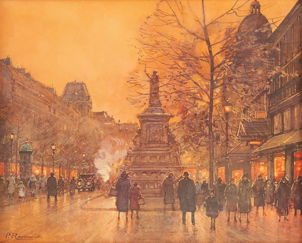 Appraisal: Paul Renard Parisian Street Scene Watercolor Paul Renard French -