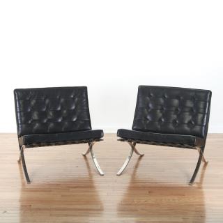 Appraisal: Pair Mies Van der Rohe Barcelona chairs Pair Mies Van