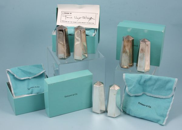 Appraisal: Three sets of Tiffany Co sterling silver salt and pepper