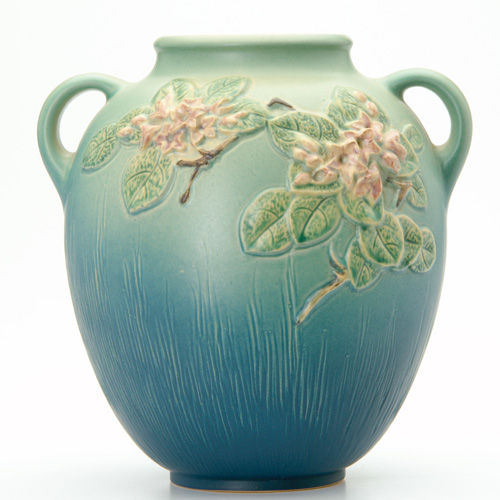 Appraisal: ROSEVILLE Rare Experimental vase decorated with clusters of pink blossoms