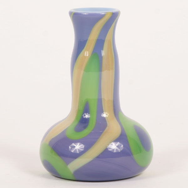 Appraisal: Robert Levin American b studio glass vase purple decoration with