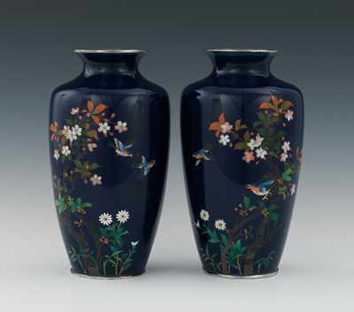 Appraisal: A Pair of Cloisonne Vases in the Style of Hayashi