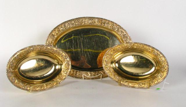 Appraisal: Pair of Kirk Repousse Sterling Vermeil '' oval vegetable bowls