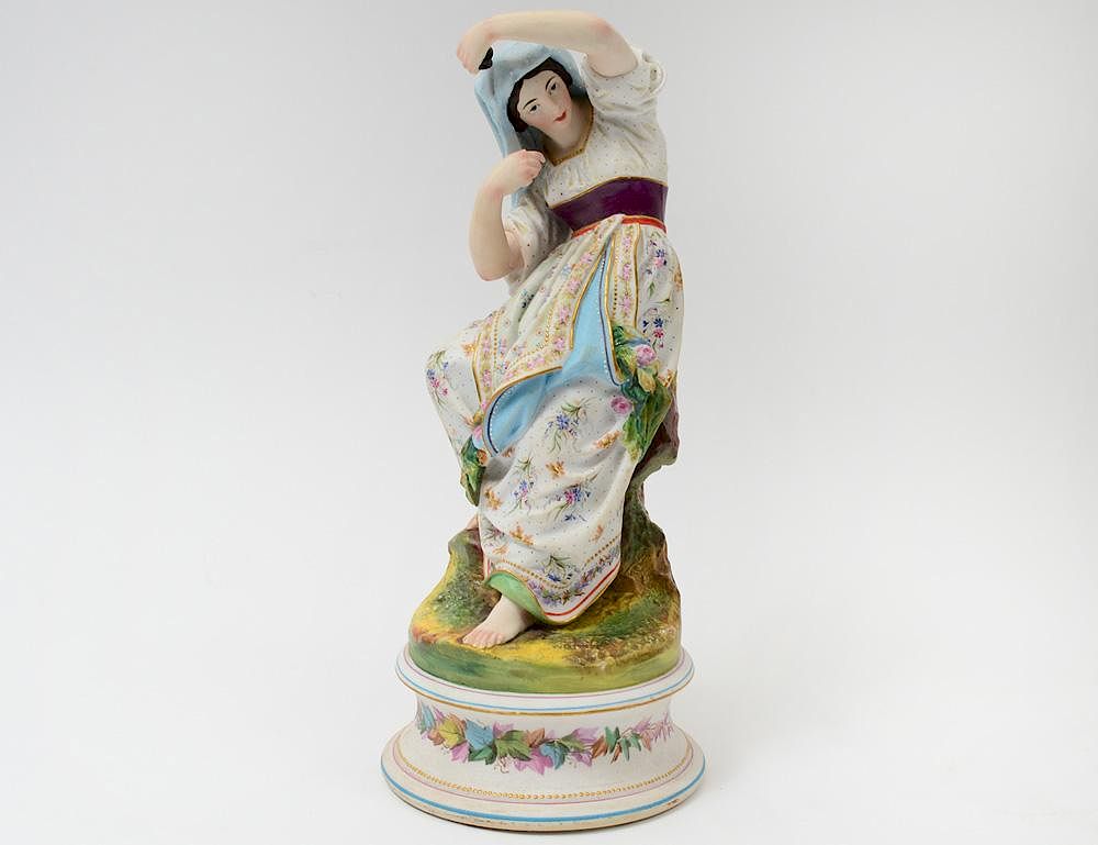 Appraisal: CONTINENTAL BISQUE FIGURE OF A FEMALE European Seated on a