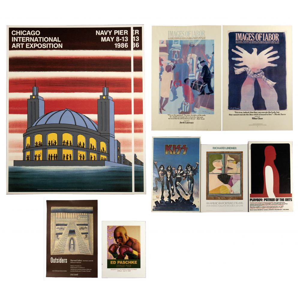 Appraisal: EXHIBITION POSTER ASSORTMENT to unsigned offset lithographs and collotypes including