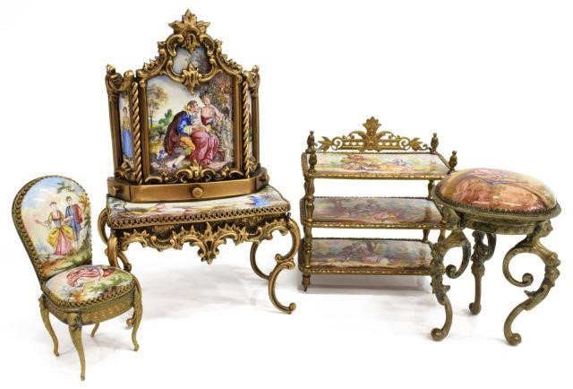 Appraisal: lot of Austrian gilt metal miniature furniture late th early