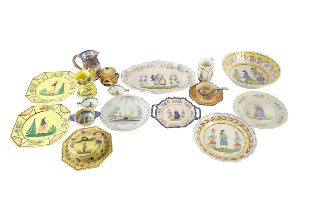 Appraisal: COLLECTION OF QUIMPER FAIENCEcomprising assorted pieces some signed Henriot Quimper