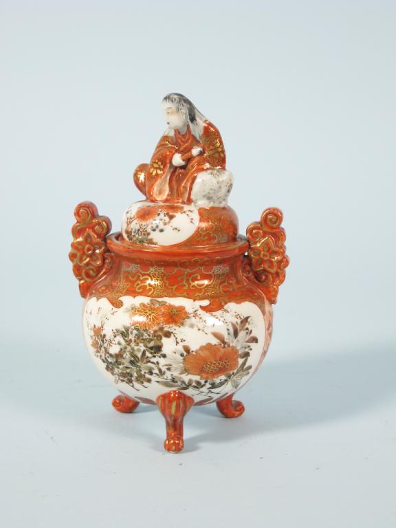 Appraisal: A th Century Satsuma Koro with figure to the cover