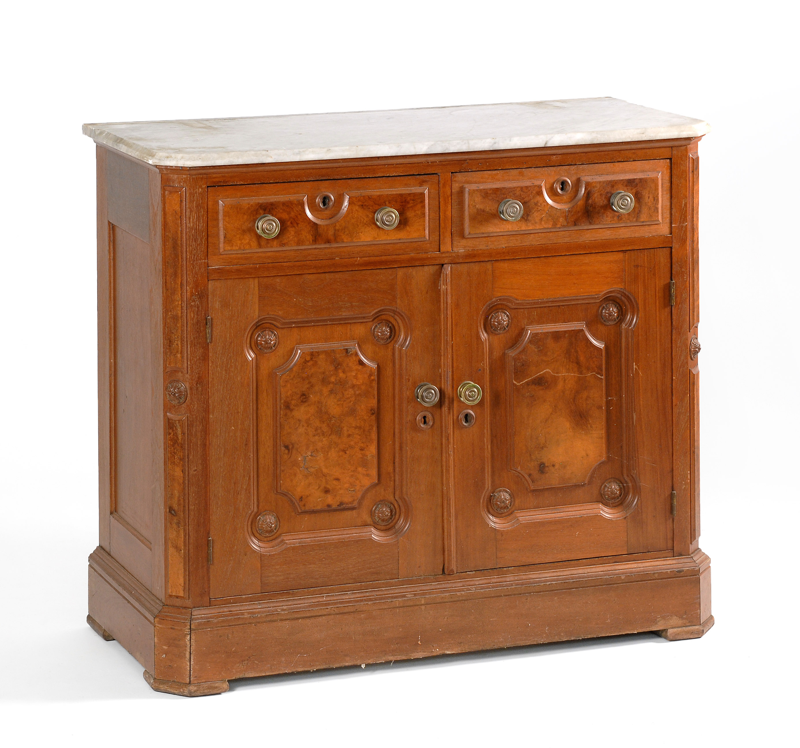 Appraisal: EASTLAKE VICTORIAN CUPBOARD With white marble top and molded top