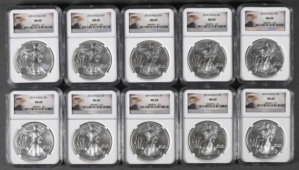 Appraisal: Lot of US Silver Eagle S oz fine silver bullion