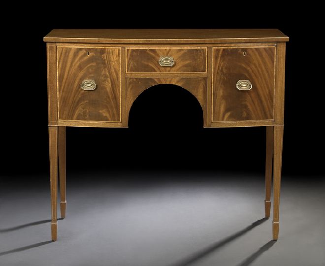 Appraisal: George III-Style Mahogany Bowfront Sideboard ca the bowed top above