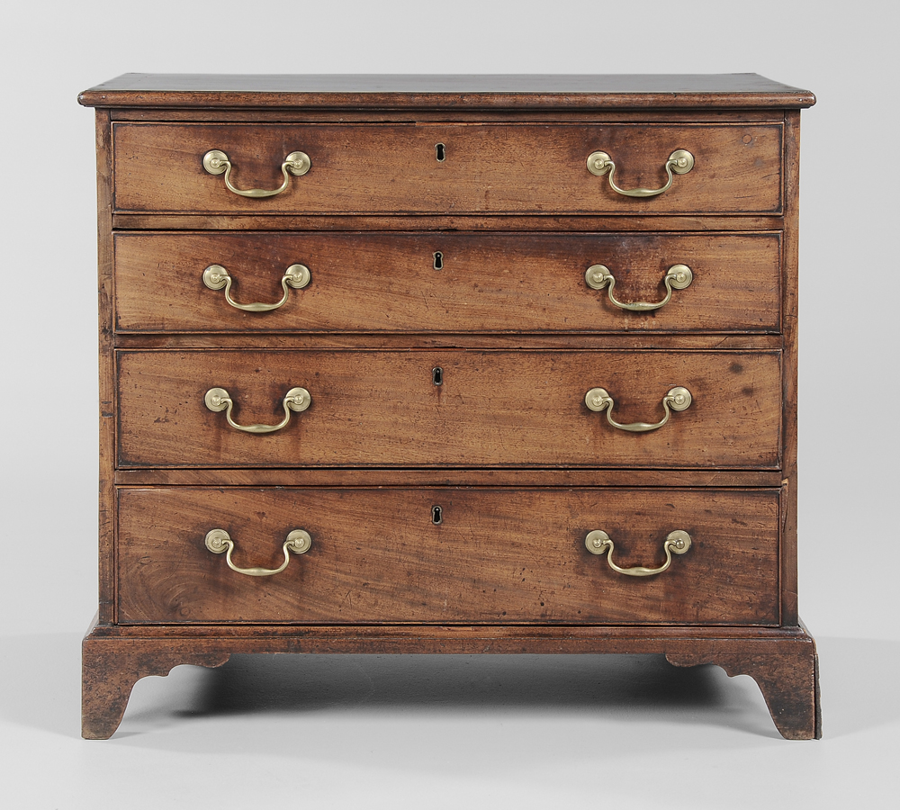 Appraisal: George III Mahogany Bureau British th century figured mahogany veneers