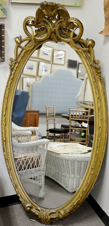 Appraisal: Two piece lot to include Victorian oval mirror original gilt