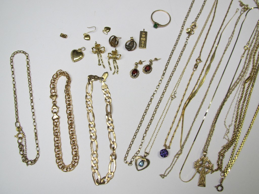 Appraisal: Lot of ct gold items to include neck chains earrings