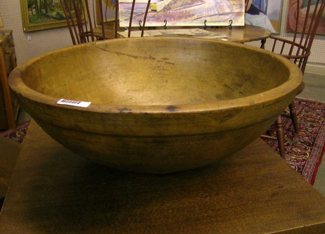 Appraisal: Primitive one-piece wooden dough bowl approximately inches in diameter inches