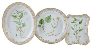 Appraisal: Three Pieces Royal Copenhagen Flora Danica Denmark late th century