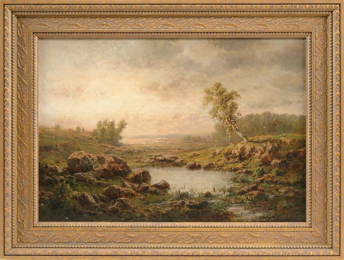 Appraisal: ALEXANDER HELWIG WYANT American - LANDSCAPE AND POOL Oil on