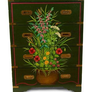 Appraisal: A Campaign Style Painted Secretary Chest TH ST CENTURY having