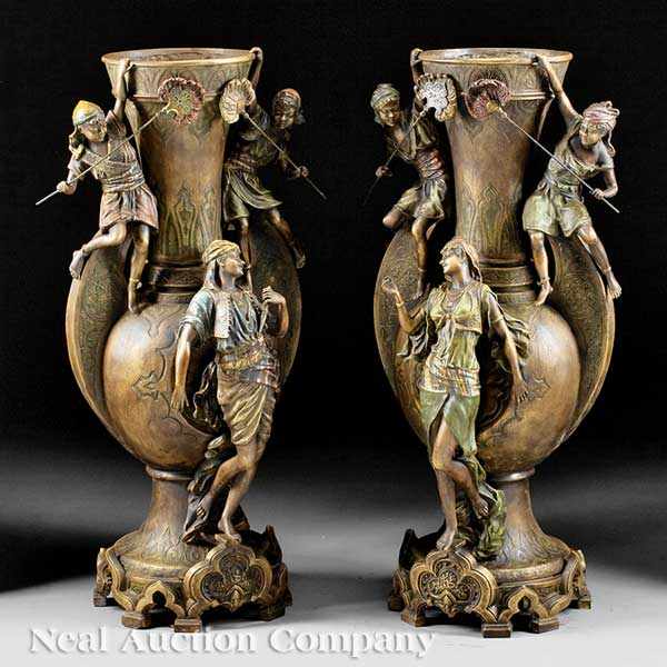 Appraisal: A Rare Pair of Austrian Polychrome and Patinated Metal Figural