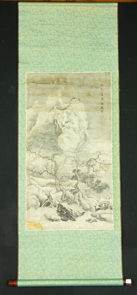 Appraisal: - Chinese Landscape Scroll Scroll of landscape black ink China