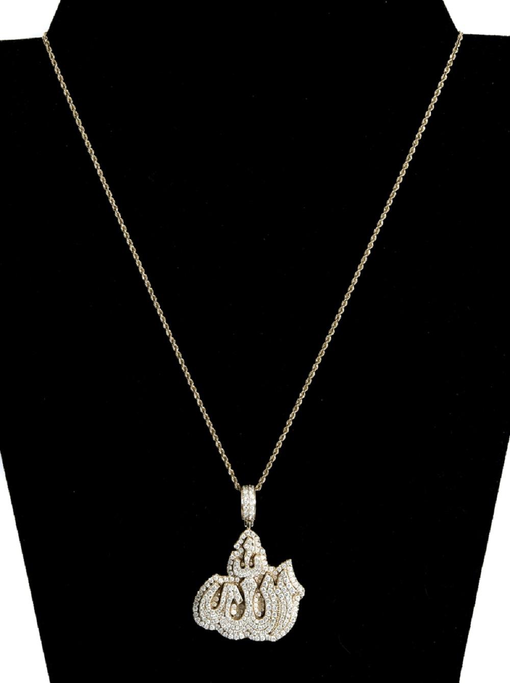 Appraisal: K YG ISLAMIC DIAMOND SYMBOL PENDANT NECKLACE k yellow and