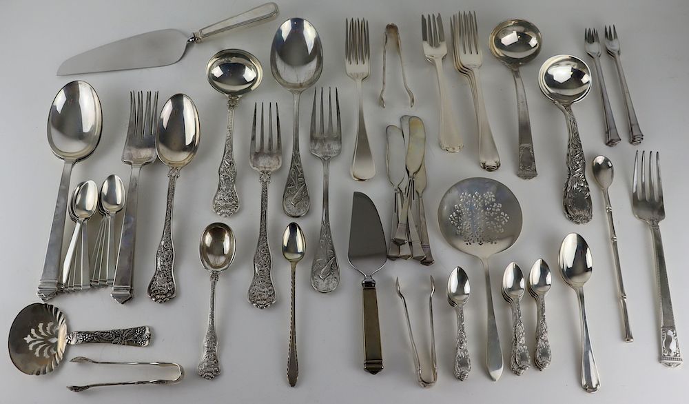 Appraisal: STERLING Group of Tiffany Flatware Inc Audubon Includes a pc