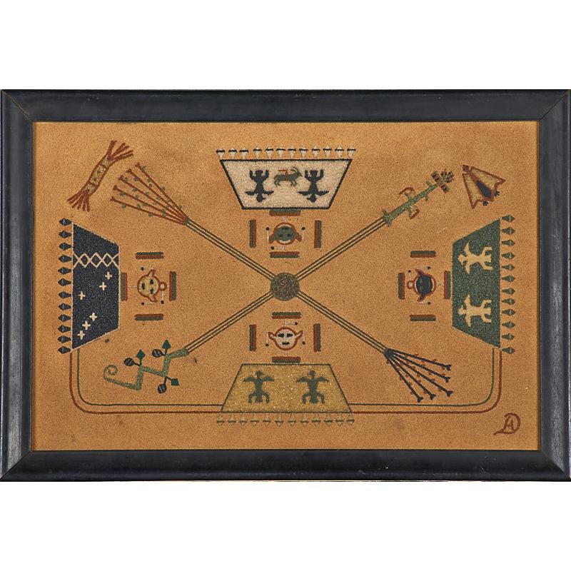 Appraisal: LUTHER A DOUGLAS American - Navajo sand painting depicting the