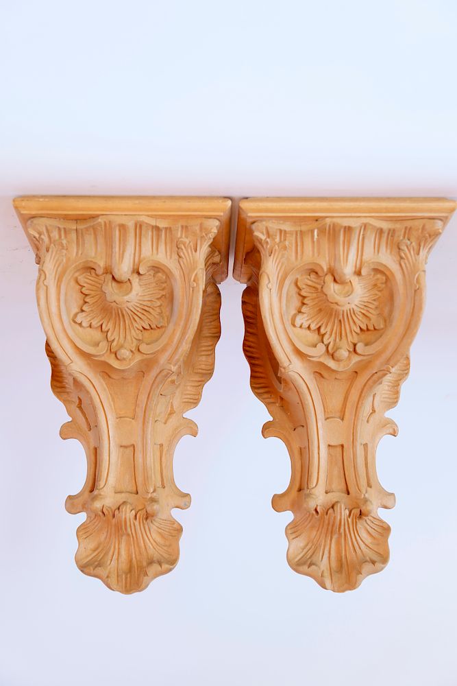 Appraisal: Pair of Italian Carved Wood Brackets Exclusive on Bidsquare Pair