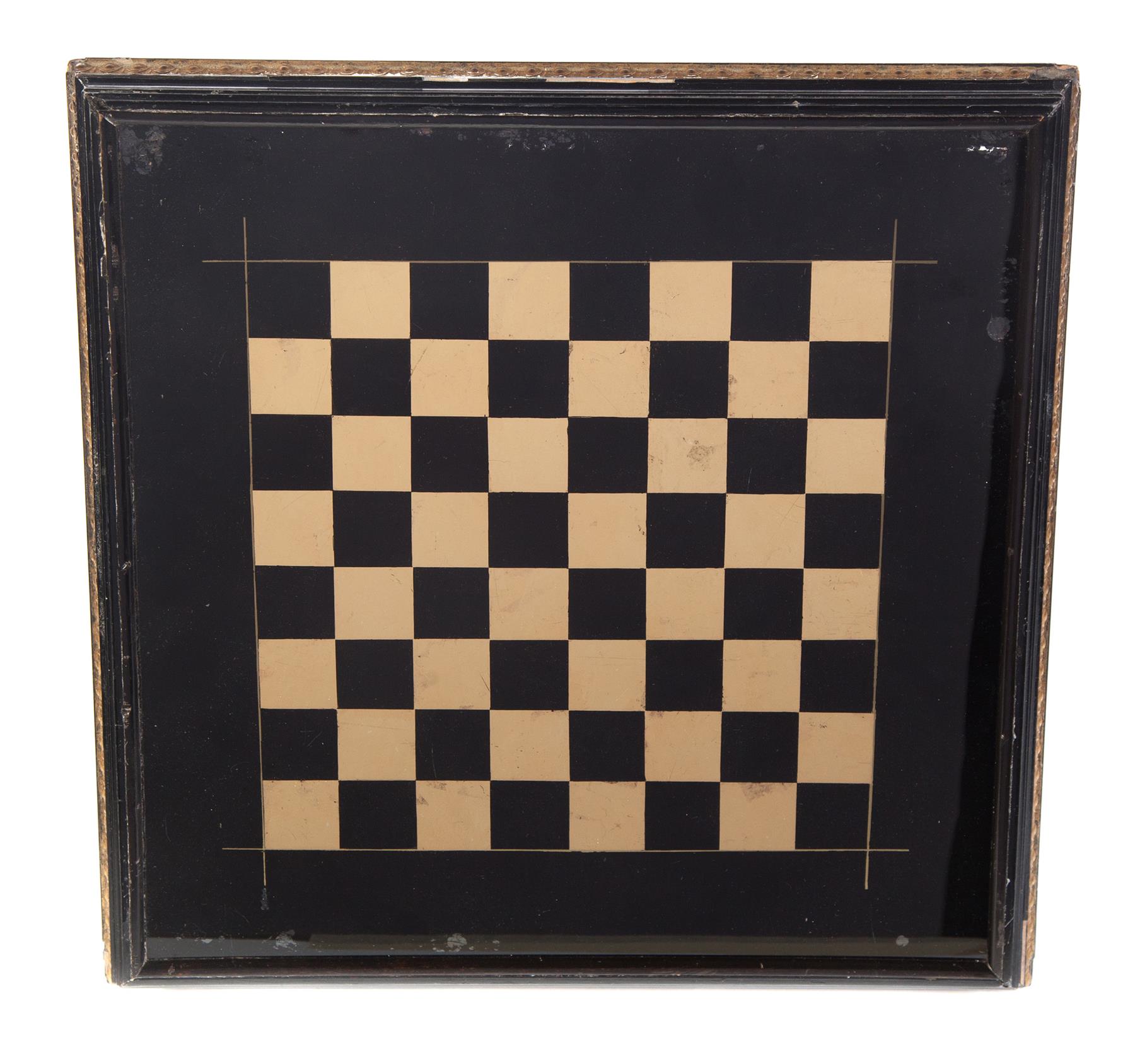 Appraisal: VICTORIAN REVERSE PAINTED GAMEBOARD England th quarter- th century Black