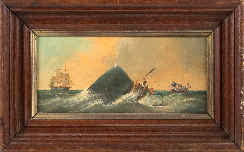 Appraisal: BRIAN COOLE ENGLAND AMERICA B WHALING SCENE WITH TWO WHALEBOATS