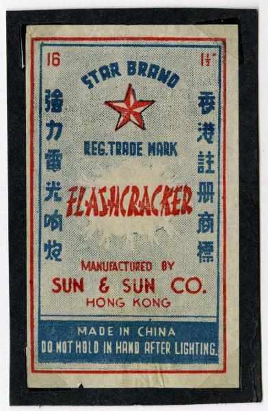 Appraisal: Star Brand Flashcracker -Pack Firecracker Label Class Manufactured by Sun