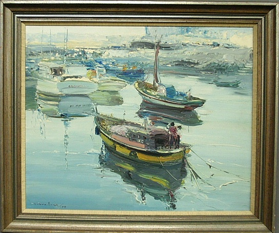 Appraisal: - Lino Silva Portugal - oil on board painting of