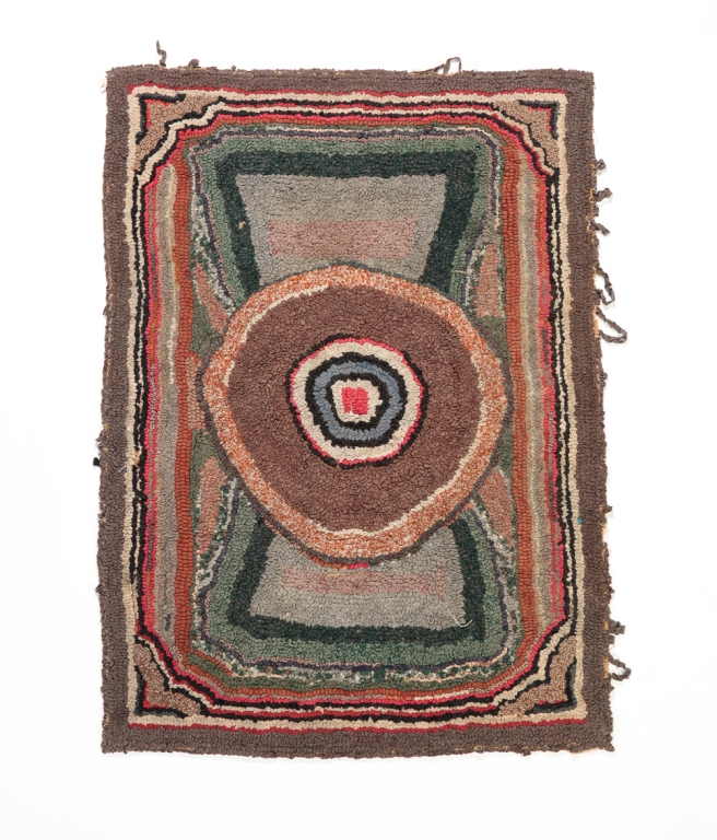 Appraisal: AMERICAN HOOKED RUG Late th-early th century Multiple borders with