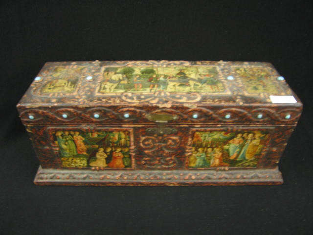 Appraisal: Ornate Glove Box decorated jeweled wood