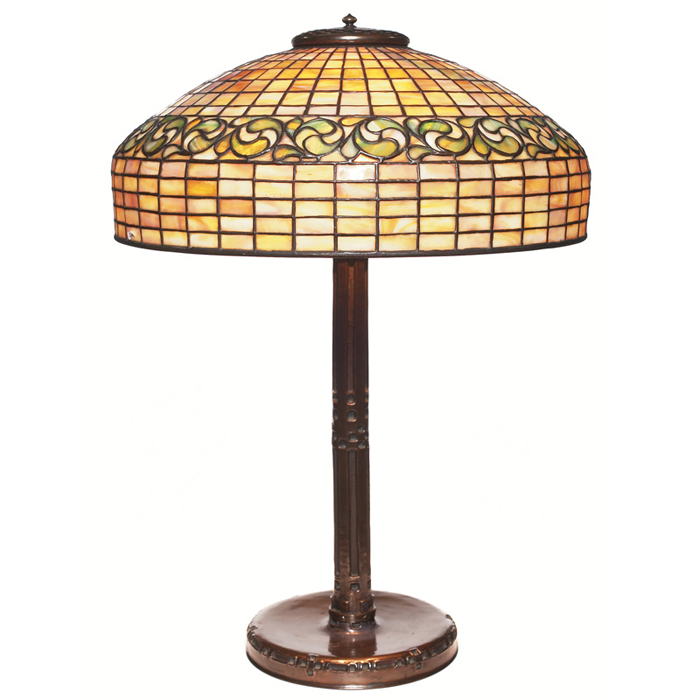 Appraisal: Tiffany Studios lamp leaded glass shade with Lemon Leaf pattern