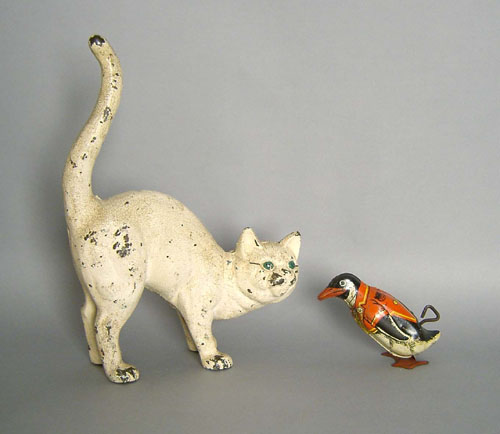 Appraisal: Cast iron cat doorstop ca ' h together with a