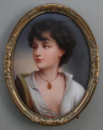 Appraisal: EXQUISITE HUTSCHENREUTHER PORTRAIT PAINTING ON PORCELAIN Approx '' x ''