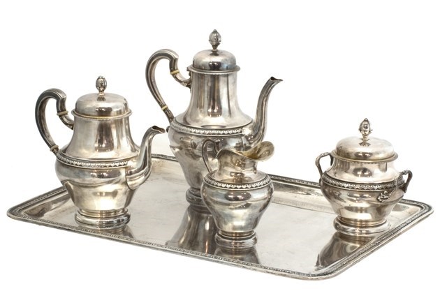 Appraisal: A European five piece tea and coffee set comprising a