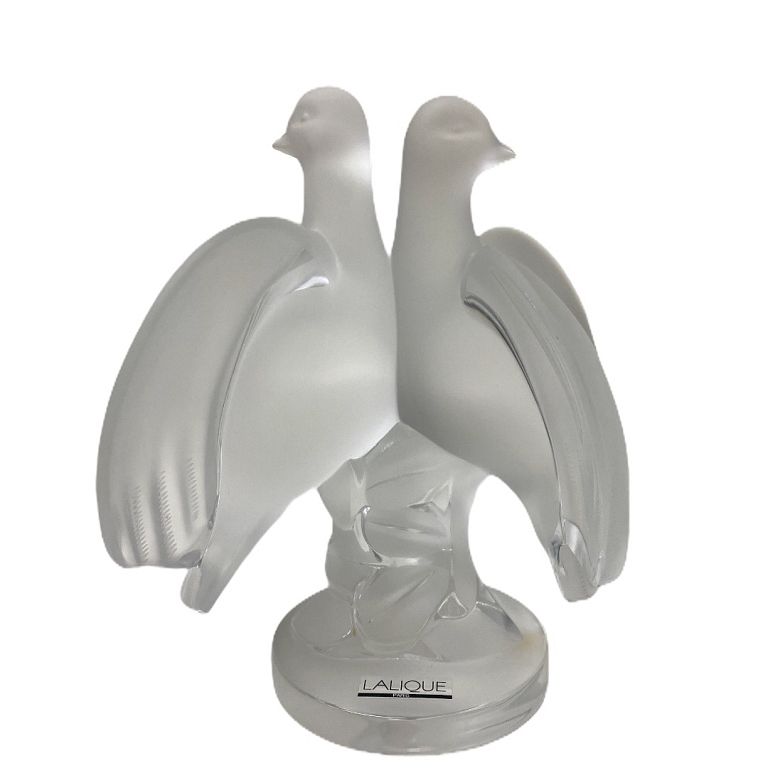 Appraisal: Lalique Double Dove Crystal Sculpture Lalique Double Dove Crystal Sculpture