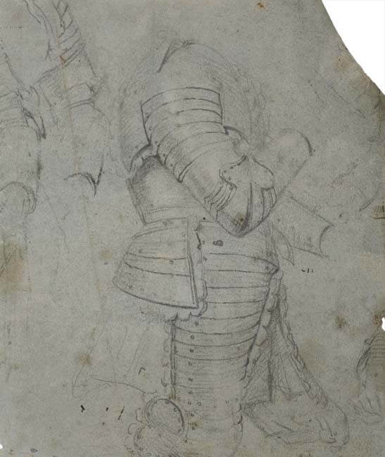 Appraisal: ITALIAN SCHOOL TH-CENTURY Study of Armor Pencil on bluish gray