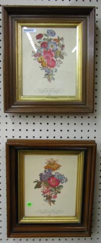 Appraisal: Pair of vintage Floral Botanical Prints in Walnut Victorian Frames