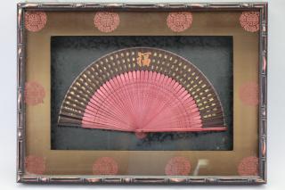 Appraisal: Chinese Fan Shadow Box Chinese Fan Shadow Box Plexi glass