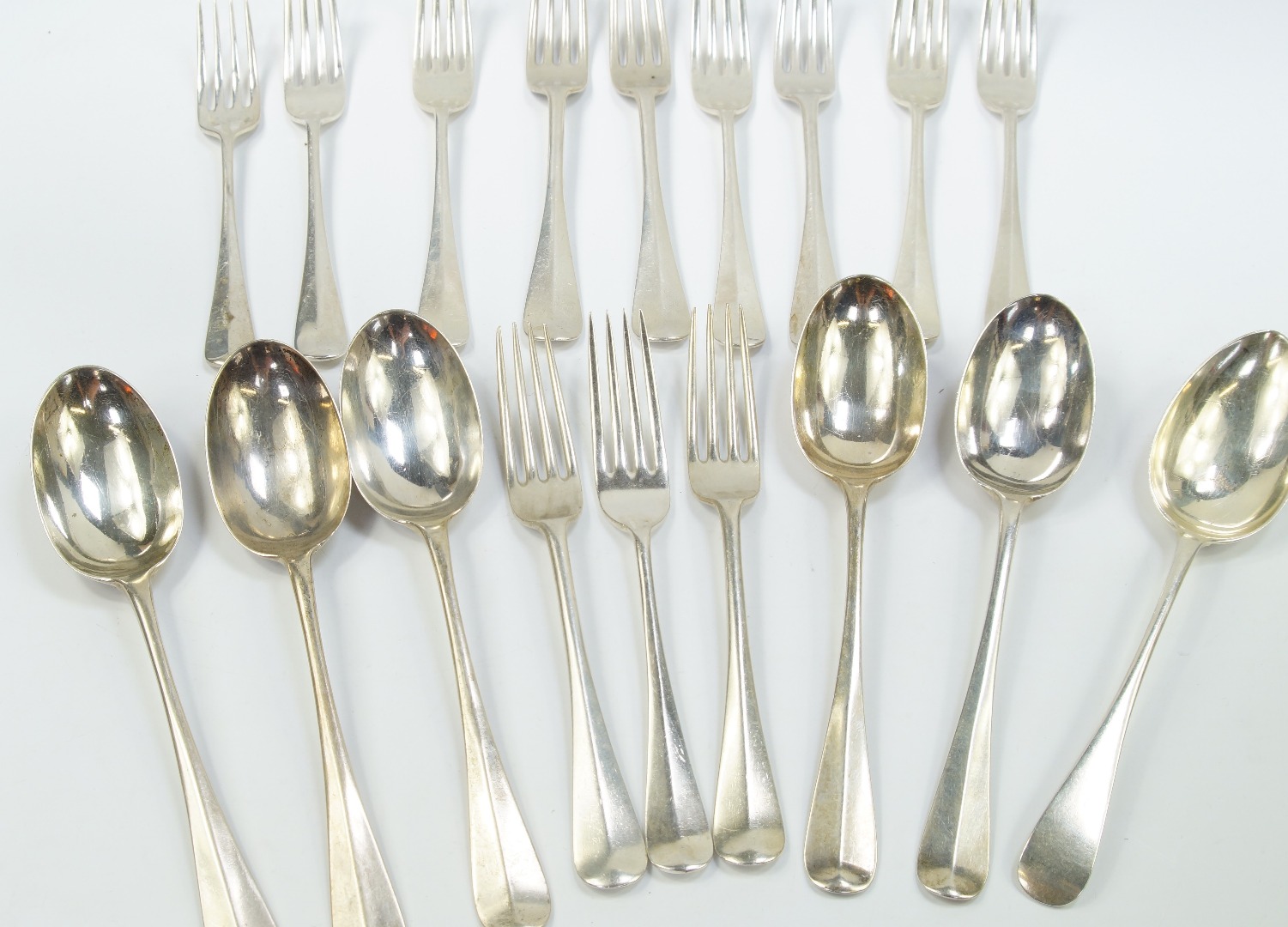 Appraisal: Silver flatware decorated in the Old English and Hanoverian pattern